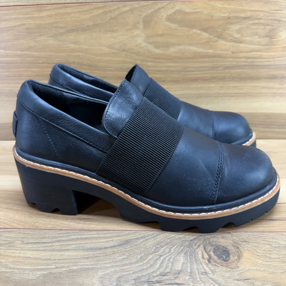 Sorel Joan Now‎ Loafer Slip On Women 9.5 Black LeatherModern Minimalist Everyday